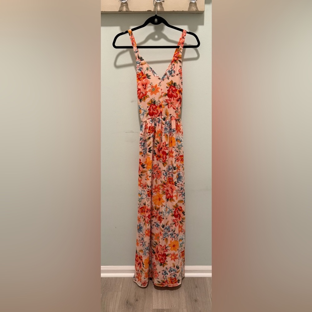 NWT GAP Floral Maxi Dress in Pink and Orange